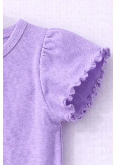For My Baby Fitilli Kumaş 2 Li Kız Bebek Takım Şortlu Yazlık Mor1
