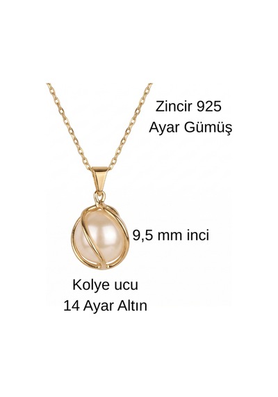 14 Ayar Altın Kafesli Doğal İnci Kolye
