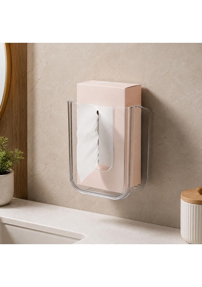 Duvara Yapıştırılabilir Islak Mendil Kutusu, Şeffaf Kırılmaz Plastik Mendillik Peçetelik, Yapışkanlı Duvar Tipi Islak Mendil Tutucu Organizer, Banyo Mutfak, 11,5 X 8,5 X 14 Cm