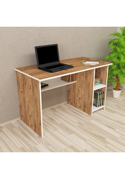 Kalenderdekor1 Kalender Dekor Avel 120 Cm Çalışma Masası Ave02 Beyaz  -  Meşe