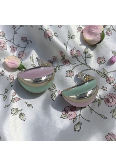 Pastel Renkler Küpe Altın
