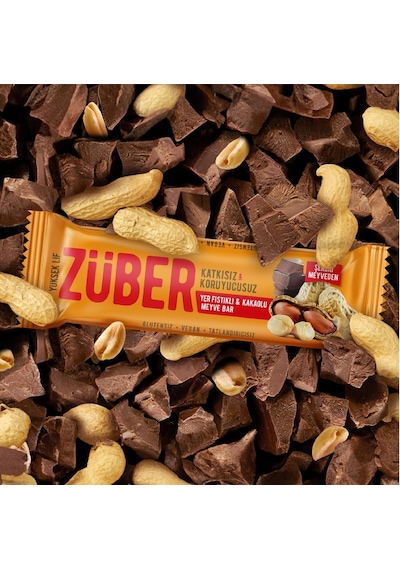Züber Yer Fıstıklı Ve Kakaolu Meyve Bar 40g X 12 Adet