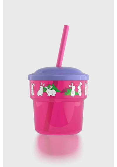 Renga Fizbo Tavşan Desenli 250 Ml Pipetli Pp Bebek Bardak 222049 Pembe - Mor