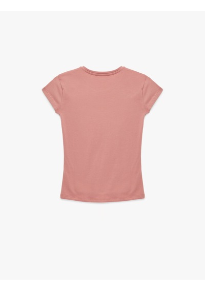 Koton Slim Fit Kısa Kollu Bisiklet Yaka Pamuklu Tişört Pembe 6sak50261ek Gül
