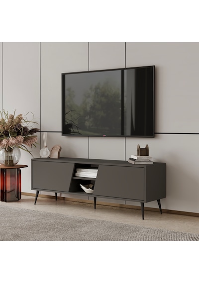 Roma Tv Ünitesi 120 Cm Mdf Metal Ayak Gri