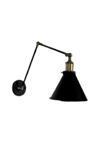 Retro Metal Rustik Akrobat Üç Mafsalı Konik Aplik En 19 Cm Siyah