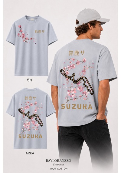 Bayloranzzo Suzuka %100 Pamuk Heavy Cotton Premium Kalite Unisex Tişört Gri