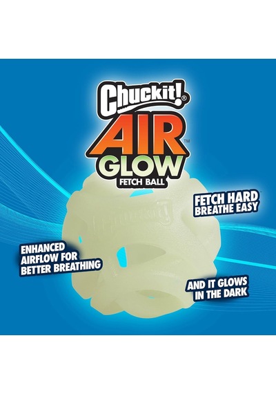 Chuckit Air Glow Getirme Topu Köpek Oyuncağı, Orta 2,5 İnç , 1 Adet, Irklar İçin 20-60 Lb