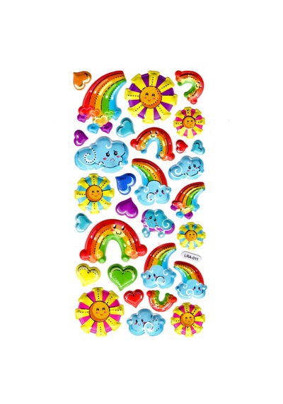 Sticker Kabartmalı Stiker Defter, Planlayıcı Etiket Limlra-011 -17x9cm- Güneş Bulut Gökkuşağı