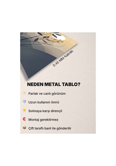 Minimalist Botanik Ve Ay Temalı Metal Tablo - Modern Duvar Dekoru, Metal Poster Wall Art Çok Renkli - 924377352 Çok Renkli - 924377352 Çok Renkli