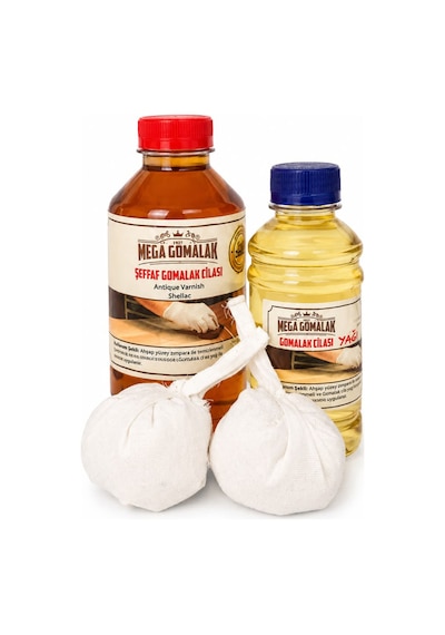 Şeffaf Cila Seti Gomalak 500 + Cila Yağı 250 Ml + 2 Adet Sürme Topu