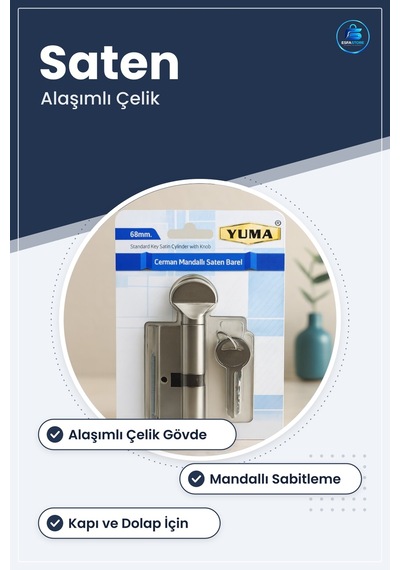 Mandallı Saten Barel Kilit Alaşımlı Çelik Kapı Dolap Bölme Güvenl