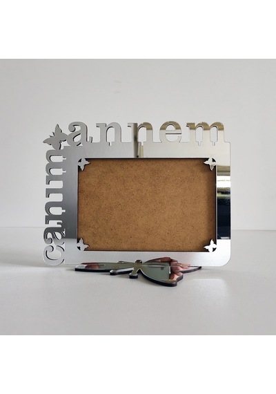 Anneler İçin Gümüş Aynalı Pleksi Fotoğraf Çerçevesi Canım Annem