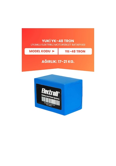 Yuki Yk-48 Tron Batarya Yüksek Kapasite Lifepo4 72v 24ah Elektrikli Motosiklet Bataryası