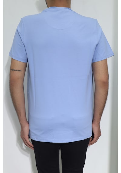 Santa Dmctekstil Erkek Düz Spor Kesim Kalıbı Rahat V Yaka T-shirt Mavi