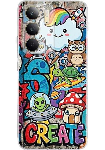 Realme C75 İle Uyumlu Grafiti Create Art Tasarımlı Şeffaf Silikon Kılıf Şeffaf