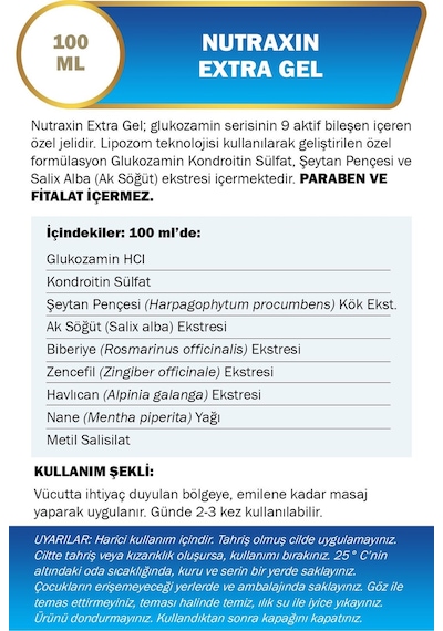 Nutraxin Extra Gel Mentol Ferahlığı Masaj Jeli 2 x 100 ML