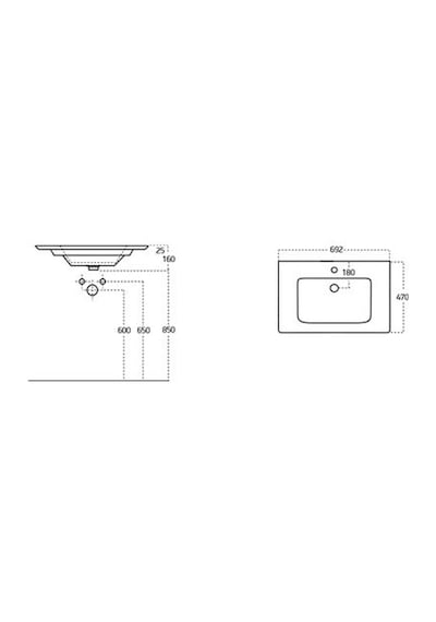 Sanovit Sharp 70 CM Konsollu Süper Ince Lavabo Beyaz