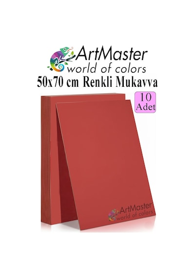 Kırmızı Renkli Mukavva 50x70 Cm 10 Adet 1 Paket Renkli Sert Karton 1.0 Mm Anasınıfı Hobi Etkinlik Okul Öncesi Elişi