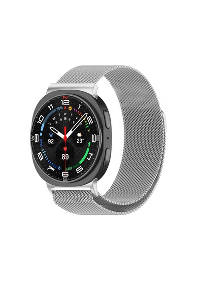 Adige Samsung Uyumlu Galaxy Watch 8 40mm Kordon Metal Hasır Gümüş