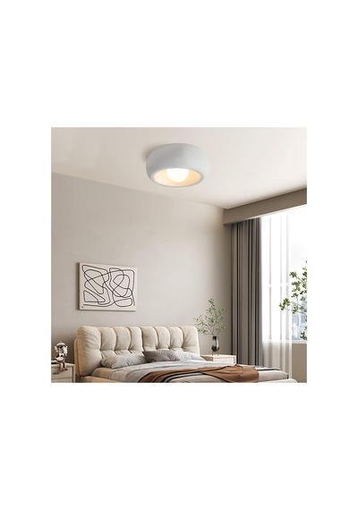 Beton Görünümlü Dokulu Plafonyer Avize E27 Duylu Tavana Sıfır Modern Tavan Lambası Beyaz