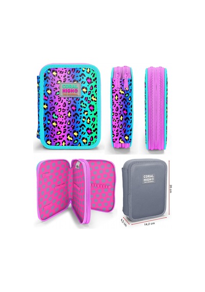 Coral High Yeşil Mor Leopar Kız Çocuk Okul Çantası Ve Organizer Kalemlik Seti 23769 11143 Mor - Yeşil
