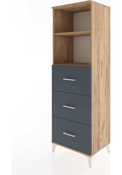 Hyperion Dolap 2 Raflı 3 Çekmeceli 60x44x182 Çam-antrasit Atlas Çam