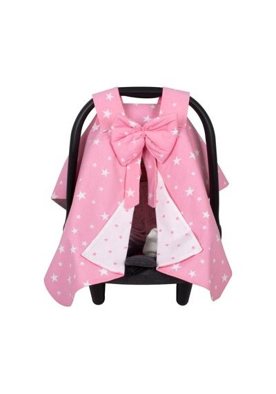 Sevi Bebe Fiyonklu Anakucağı Örtüsü Pembe Yıldız Desen