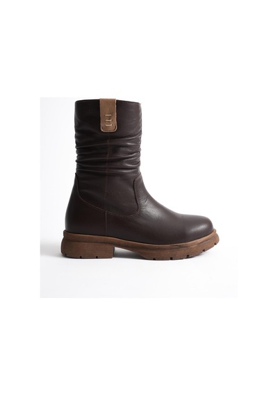 Analin Shoes Kadın Hakiki Deri İçi Kürklü Körüklü Bot Kahve