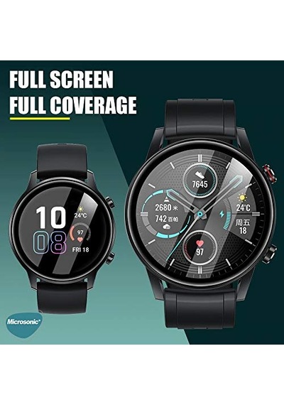 Huawei Watch Gt5 46mm Tam Kaplayan Temperli Cam Full Ekran Koruyucu Siyah Watch Gt5 46mm İle Uyumlu Ekran Koruyucu - Si