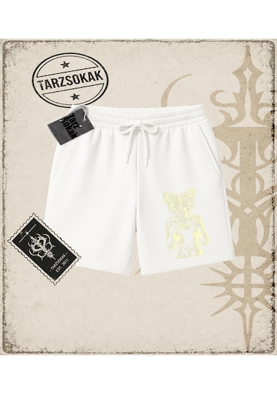 Tarzsokak Gotik & Grunge Streetwear Zostałam Unisex Şort Beyaz