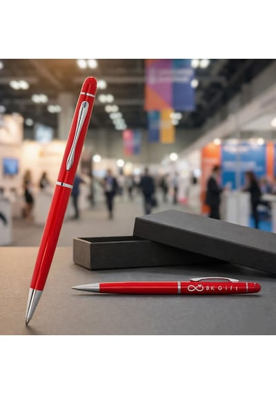 Bk Kurumsal Promosyon 1022 Metal Kırmızı Touchpen Kalem 10 Adet Lazer Baskılı Logolu Tükenmez Kalem
