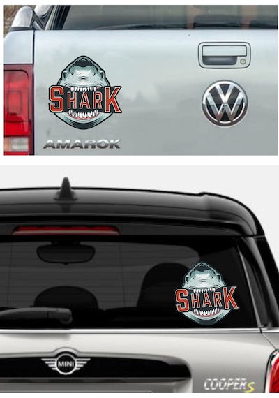 Köpek Balığı Shark Sticker - Araba Oto Motosiklet Karavan Sticker - 00030 15x15 Cm