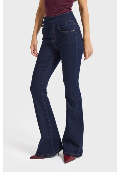 it's basic Kadın İndigo Renk 7w5-50 Flare Fit Elastan Kumaş Denim Jean