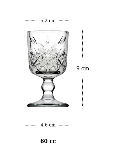 Timeless Heybeli Model 24 Parça Set Çay Bardağı Çay Tabağı Çerezlik Ayaklı Su/likör Bardağı Şeffaf