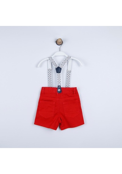 Xo Kids P-003963 Ce 8075 Erkek Bebek Renkli Askılı Şort 6-36 Ay Kırmızı