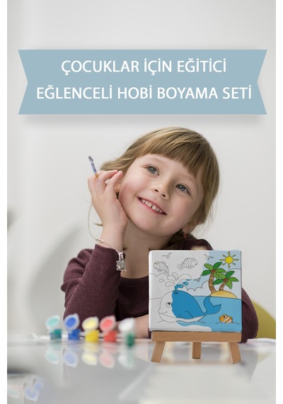 Sevimli Balına Ve Balık Dostları Çocuk Eğitici Tuval Boyama Seti