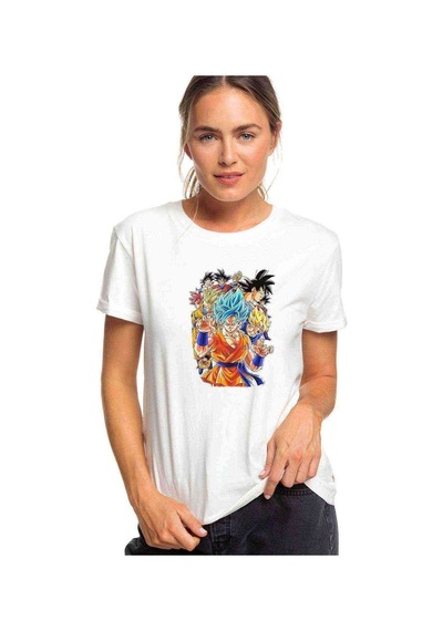 Anime Dragon Ball Baskılı Beyaz Kadın Tshirt (534308574)
