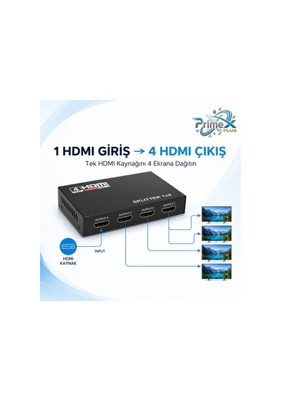 Primex Px-5004 4 Port Hdmı Splitter, 1 Giriş 4 Çıkış Adaptörlü Hdmı Çoklayıcı, 1080p 2k 4k Fhd 3d Görüntü Dağıtıcı, Pc Laptop Uydu Alıcı Ps5 Xbox Dvr Nvr Tv Box İçin Aynı Görüntü Ekran Çoğaltıcı Primex Px-5004 4 Port Hdmı Splitter, 1 Giriş 4 Çıkış Adaptörlü Hdmı Çoklayıcı, 1080p 2k 4k Fhd 3d Görüntü Dağıtıcı, Pc Laptop Uydu Alıcı Ps5 Xbox Dvr Nvr Tv Box İçin Aynı Görüntü Ekran Çoğaltıcı
