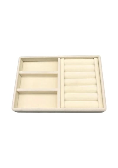 Yerli Üretim Süet Kumaş Krem Renk 22 Cm / 14 Cm Çekmece İçi Takı Standı Çok Renkli