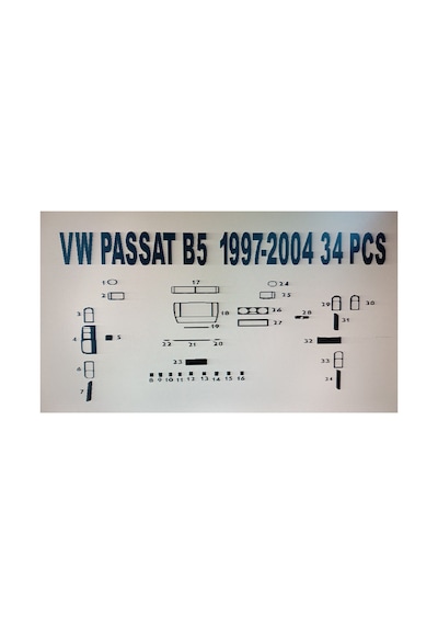 Wv Passat 1998-2004 34 Parça Double Teybe Uyumlu Torpido Kaplama Renk Piano Black
