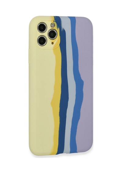 Newface - 478 - İphone 11 Pro Kılıf Ebruli Lansman Silikon - Kmrsfres - - Sarı-lila
