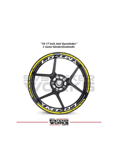 Yamaha Mt-07 Jant Sticker Dış Ve İç Set Sticker Jant Şeridi Sarı