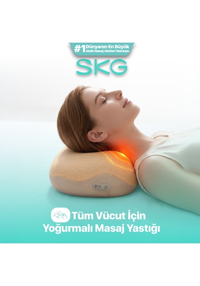 Skg 8511 Presso Kablosuz Memory Foam Masaj Yastığı 3d Yoğurmalı 4 Masaj Modu Isı Terapisi Boyun, Omuz, Bel, Bacak Bej - Sarı