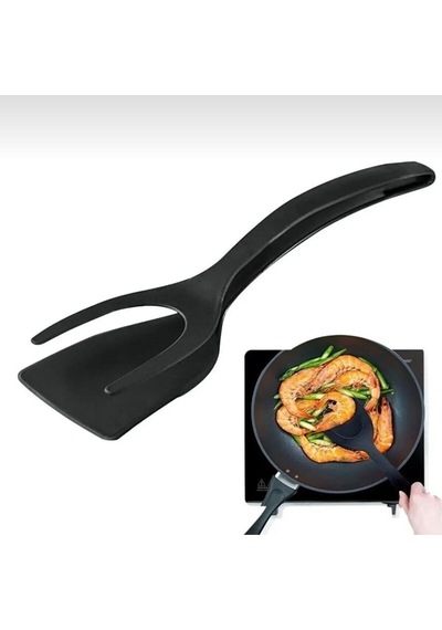 Yanmaz Yapışmaz Teflon Maşalı Spatula Silikon Siyah Diğer