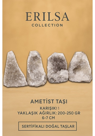 Sertifikalı Ametist Taşı Kütlesi 200-250 Gr Doğal Ham Kristal Ş 27238506