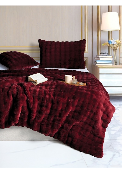 Merinos Dıamond 3 Parça Bubble Comforter Yorgan Seti 220x240 Bordo Bordo Bordo