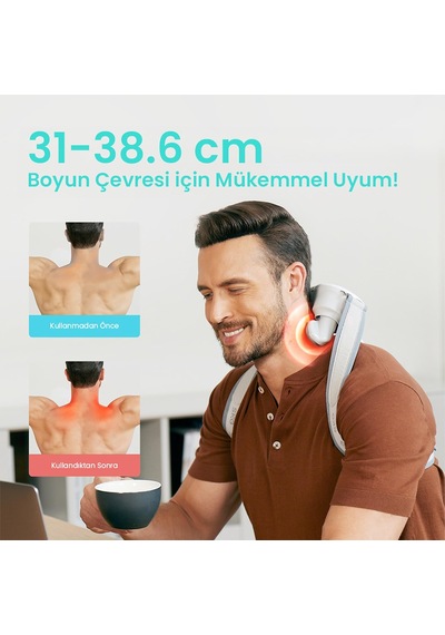 Skg H7 Max Boyun Ve Omuz Masaj Aleti, Shiatsu Masaj Terapisi, Yoğurmalı, Fototerapi Gri
