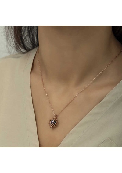 925 Ayar Gümüş Kafesli Lotus Bayan Gümüş Kolye Beyaz
