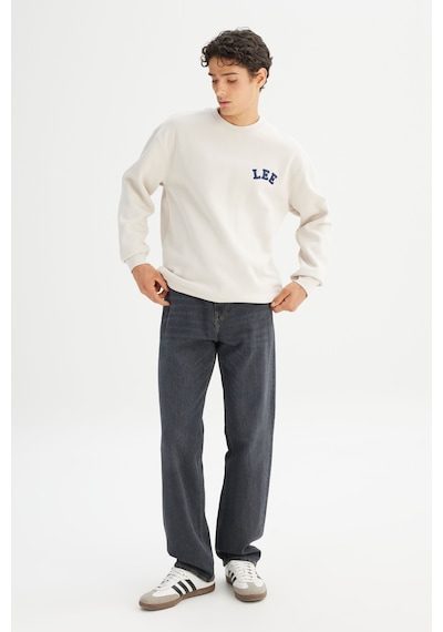 Lee Pamuklu Relaxed Fit Rahat Kesim Şardonlu Bisiklet Yaka Logo Detaylı Sweatshirt Bej